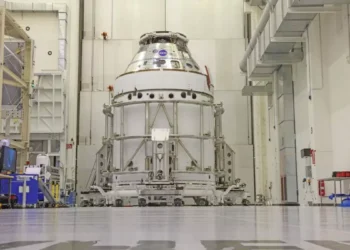 Artemis II Orion Service Module Secured for Launch at Kennedy Space Center