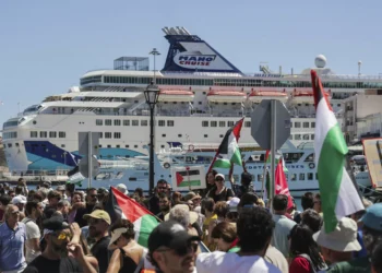 Pro-Palestinian activists protest Israeli cruise ship in Crete