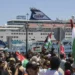Pro-Palestinian activists protest Israeli cruise ship in Crete